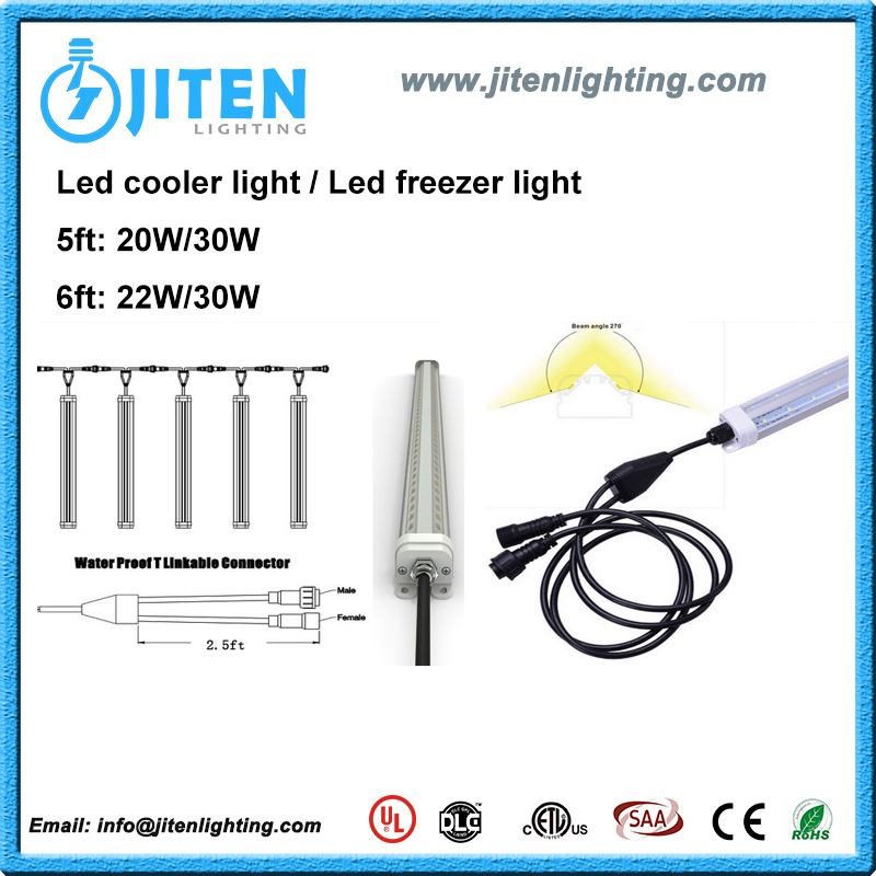 22W V Shape 6FT T8 LED Cooler Tube Light, ETL LED Freezer Light for Walk-in Refrigerator