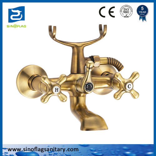 Luxury Double Handle Brass Bathroom Basin Mixer Faucet