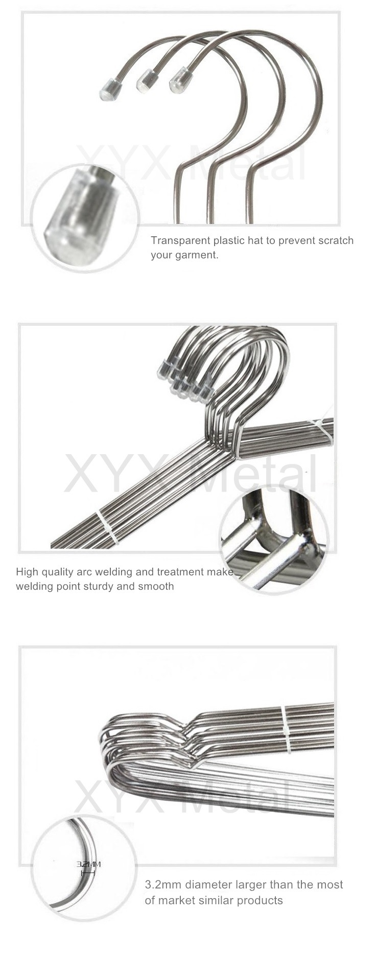 High Quality Metal Solid Stainless Steel Clothes Coat Wire Hangers