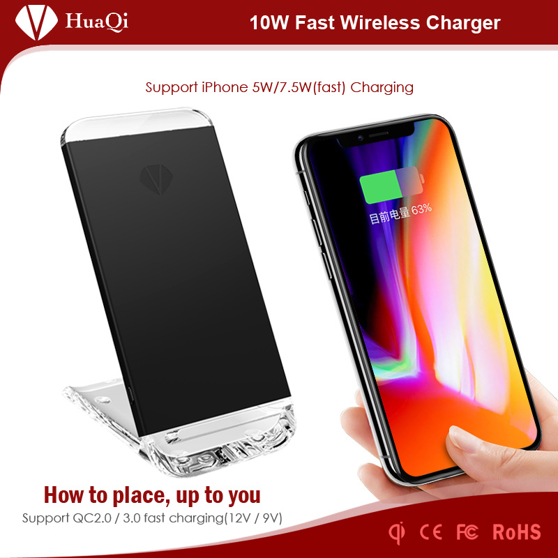 New Arrival 10W Handy Stand Quick Wireless Charger for iPhone/Samsung/Nokia/Motorola/Sony/Huawei/Xiaomi