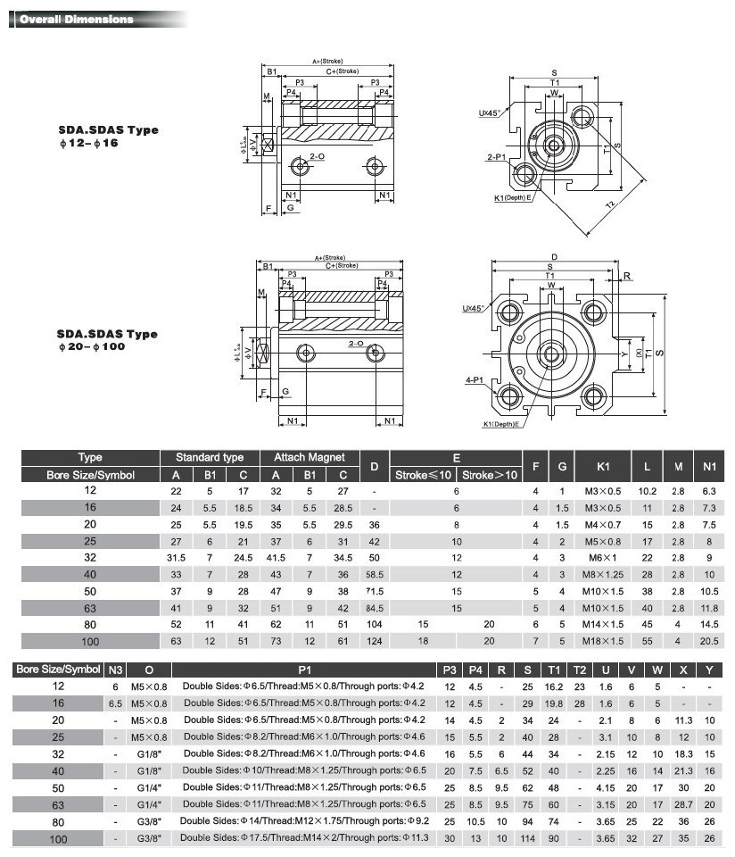 Sda Series Compact Thin Cylinder