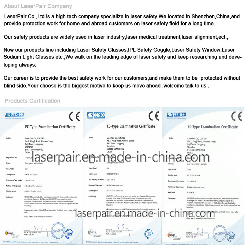 Ce En207 Certificate High Protective Transmittance 30% Laser Safety Glasses From Laserpair