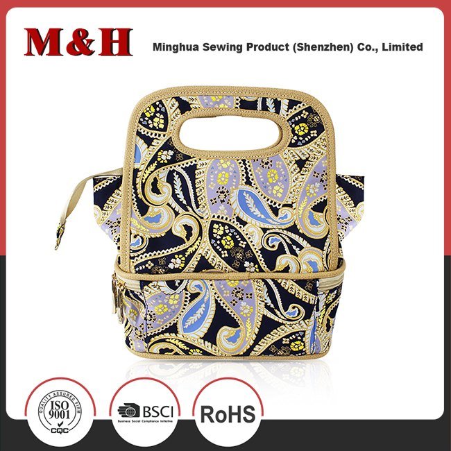 Fashion Portable Mini Storage Handle Bag 2 Layer Makeup Bag Can Be Used as Lunch Box