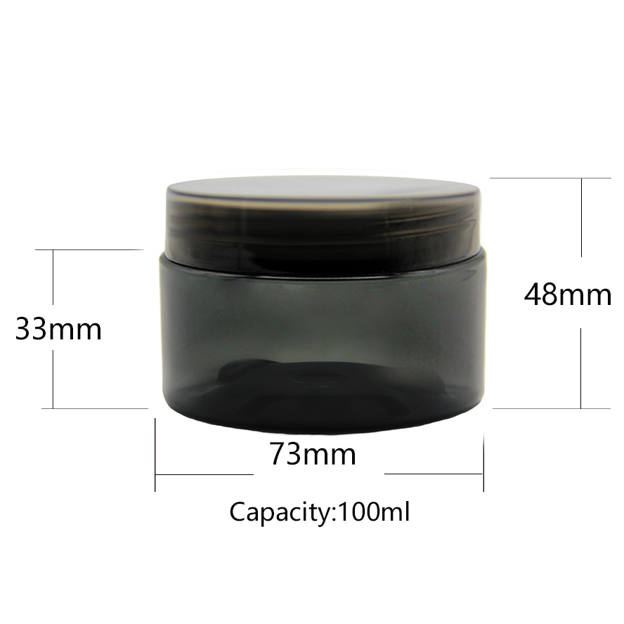 Wholesale Transparent Black Color Plastic Empty Cream Skincare Cosmetic Cream Jar 100ml