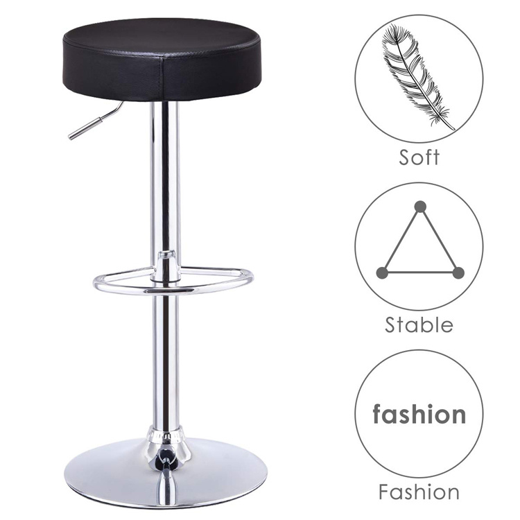 (DUJUAN) Swivel Bar Stool Round PU Leather Height Adjustable Chair Pub Stool