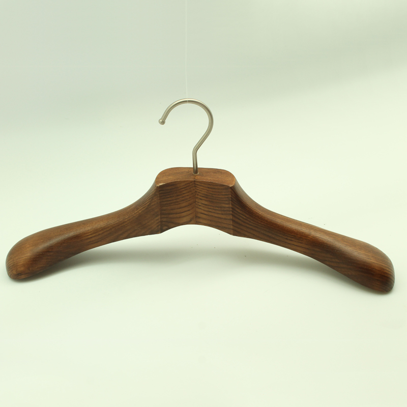 Luxury Wooden Coat Hanger with Nickel-Plated Iron Square Hook