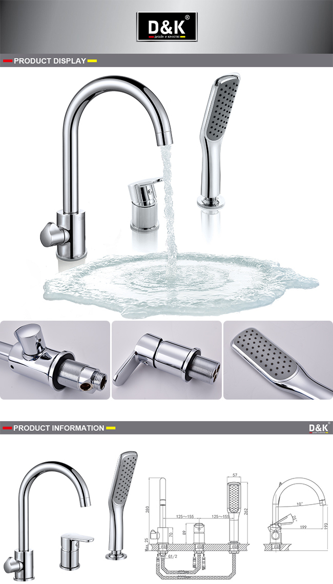 D&K Brass Kitchen Faucet Shower Mixer Bathtub Water Faucet Tap