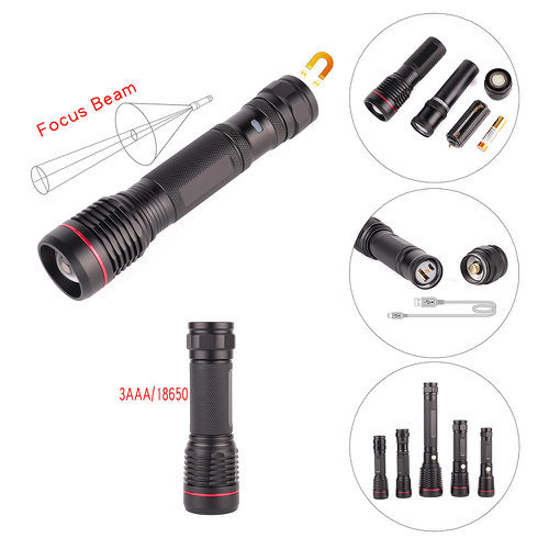 6W Aluminum LED Flashlight----Ipx4! ! (11-1S1801 3AAA/18650)