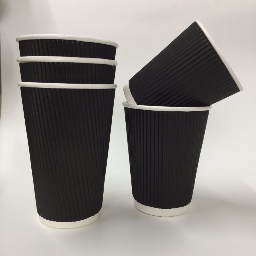 Disposable 8oz Ripple Coffee Tea Paper Cup with Lids