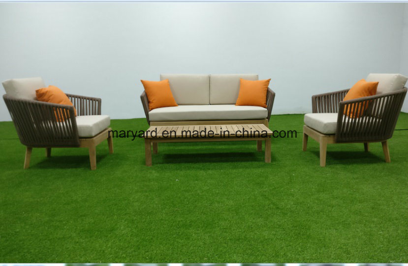 Rope Woven Teak Lounge Sofa Set