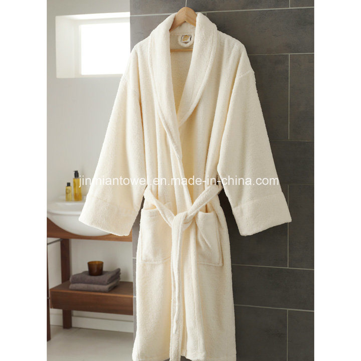 Hotel and SPA White with Black Monogram Turkish Cotton Unisex Terry Bath Robe