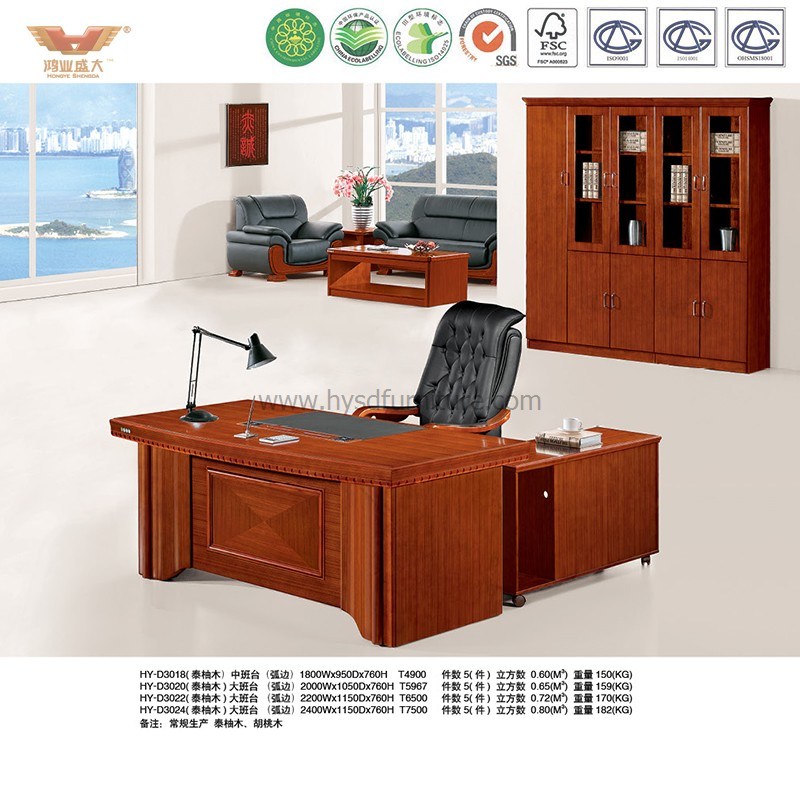Office Furniture Teak Veneer Wooden Table Executive Office Desk