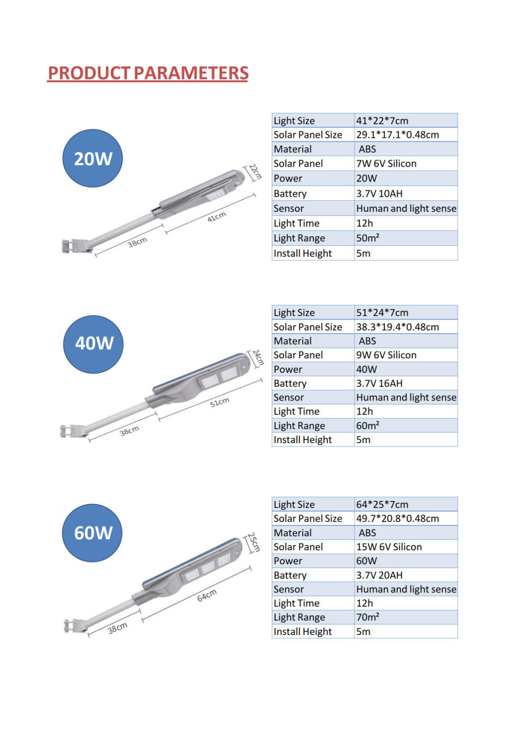 High Power 60W LED Solar Street Light