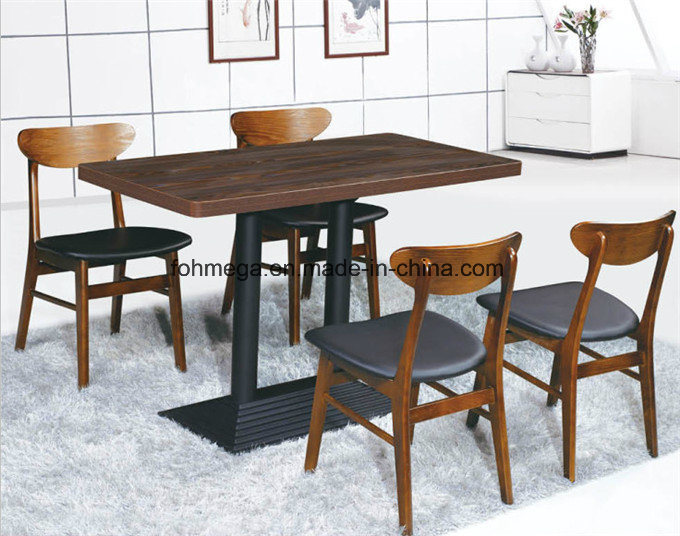 Most Popular Modern Industrial Wooden Restaurant Dining Table Set 4 Chairs (FOH-BCA16)