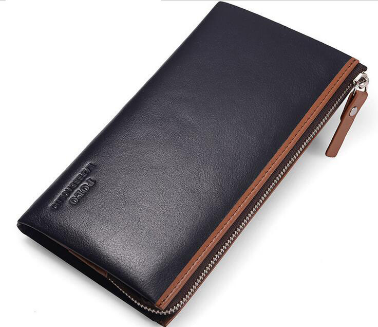 Men Leisure Genuine Cow Leather Clutch Bag Long Wallet (CY3661)