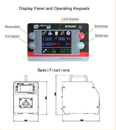 Two Channels Intelligent Peristaltic Dosing Pump Bt600f (flow rate: 0.006-2300mL/min)