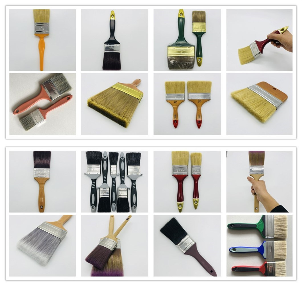 Wooden Handle Paint Brush Natural Boiled Bristle Paint Brush