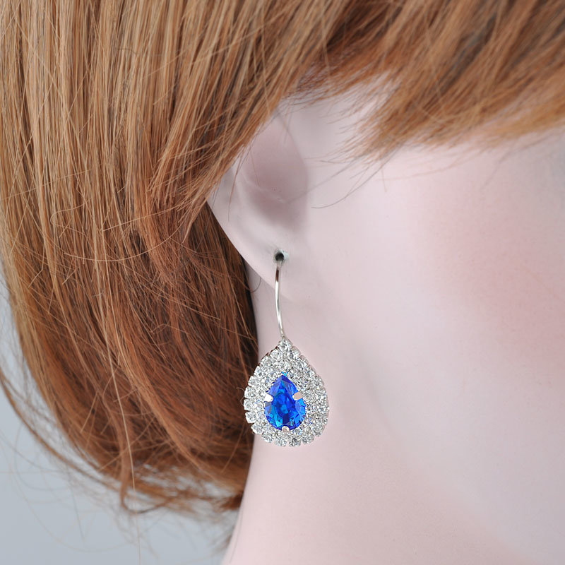 Wholesale Popular Imitation Jewelry Blue Stone Stud Earrings for Girls