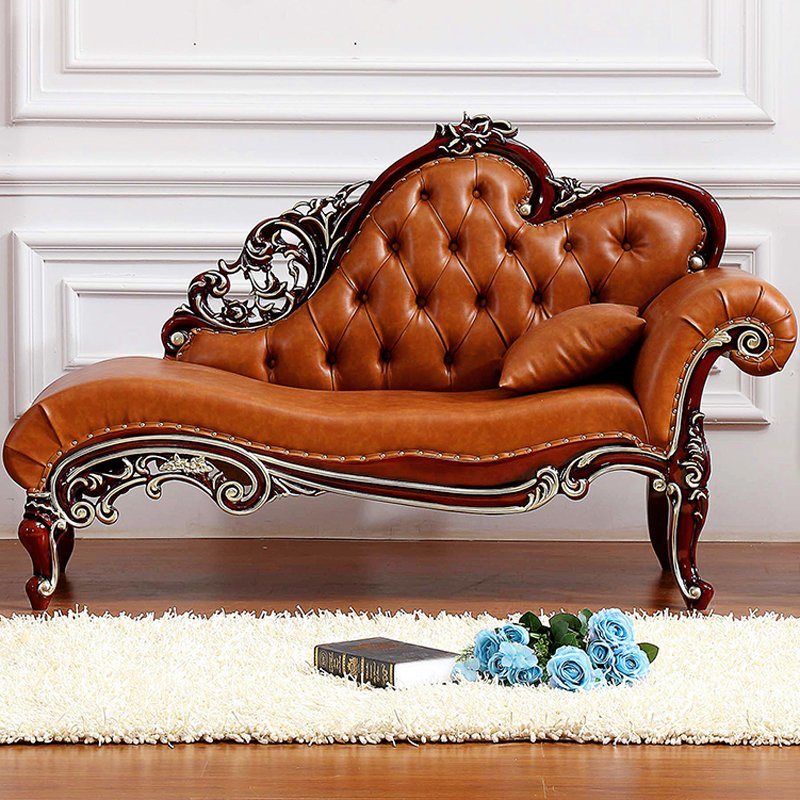 Living Room Furniture with Leather Chaise Lounge (80)