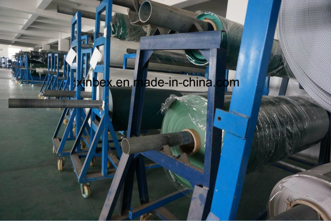 V-Guides PU/PVC Food Processing White/Green Inlined Conveyor Belt