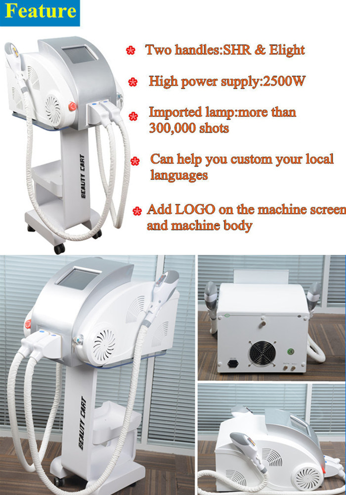 Multifunctional IPL RF Elight Laser Hair Removal Machine with Two Handles