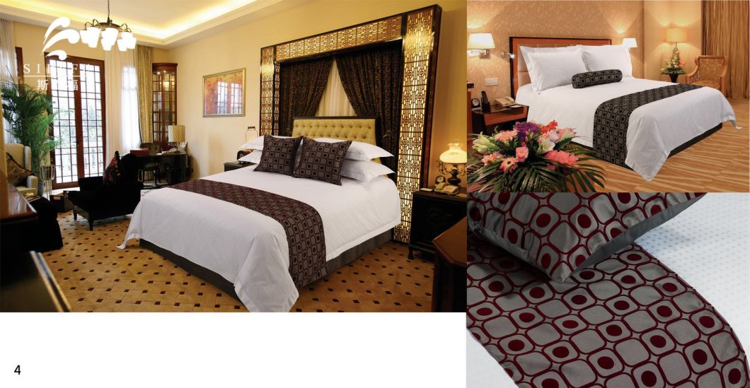 Wholesale 100% Polyester Luxury King Size Hotel Bed Runner for Decoration