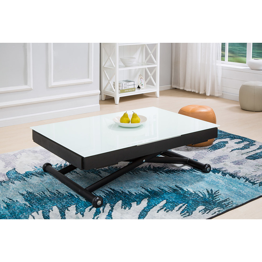 Extension Glass White Modern Dining Table