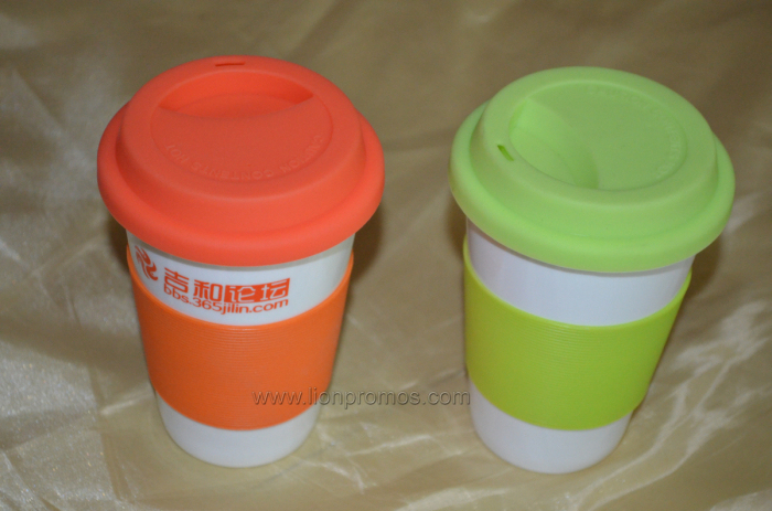 Promotional Gift Comfort Silicone Grip Porcelain Coffee Mug