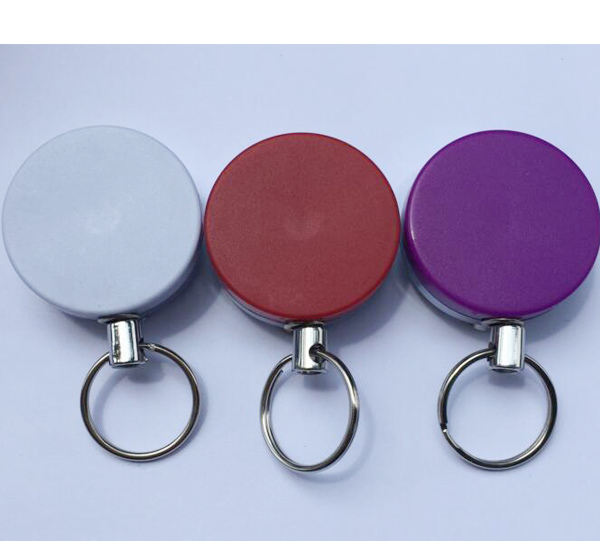 Heavy Duty Metal Belt Retractable ID Key Ring Holder with Colorful Case