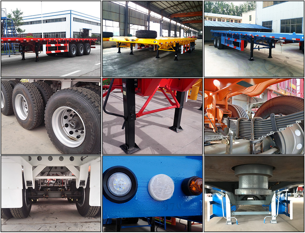 China Price 3 Axle Flat Bed Semitrailers for Shipping Container