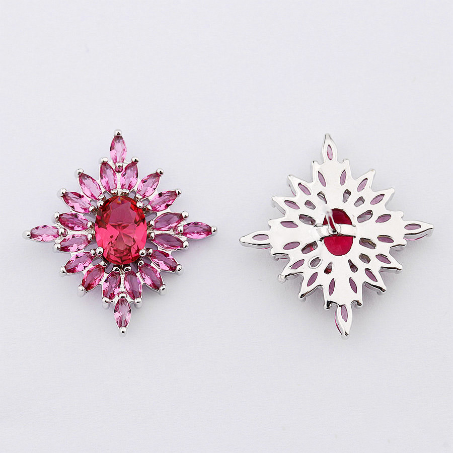 Colored Crystal Brass Jewelry Stud Earrings for Women Party