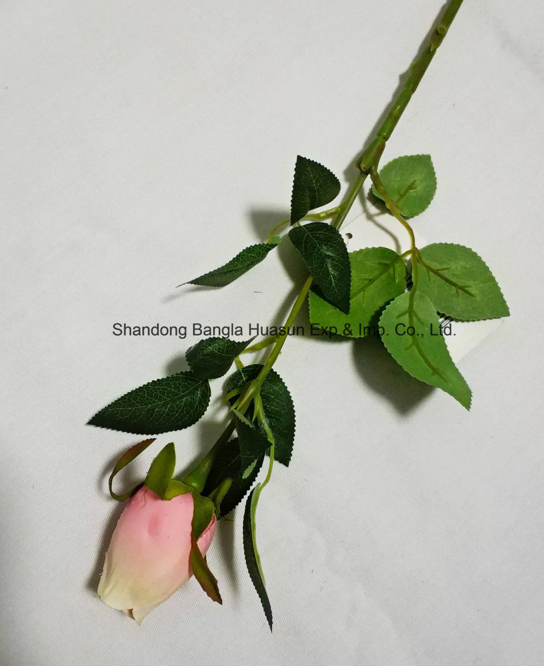 Artificial Plastic Silk Flower Real Looking Single Rose with Small Bud for Home Decoration