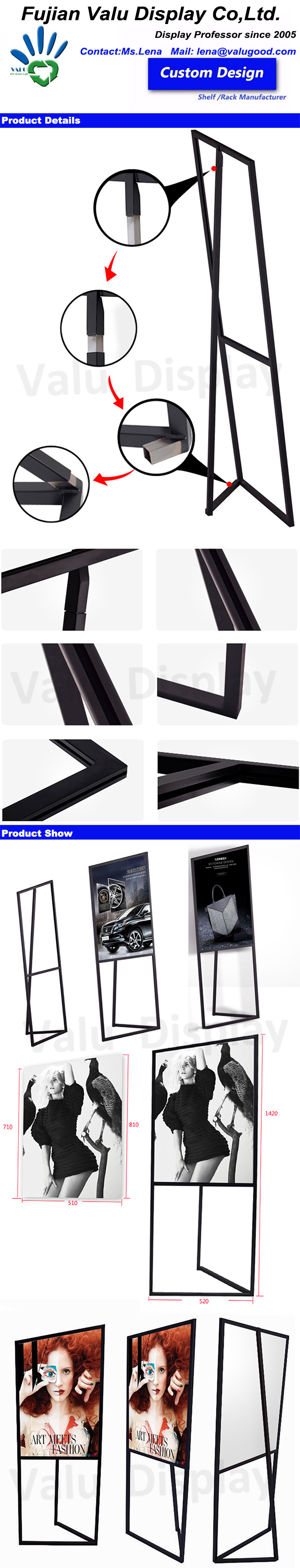 Metal Poster Display Rack for Shopping Mall/Supermarket