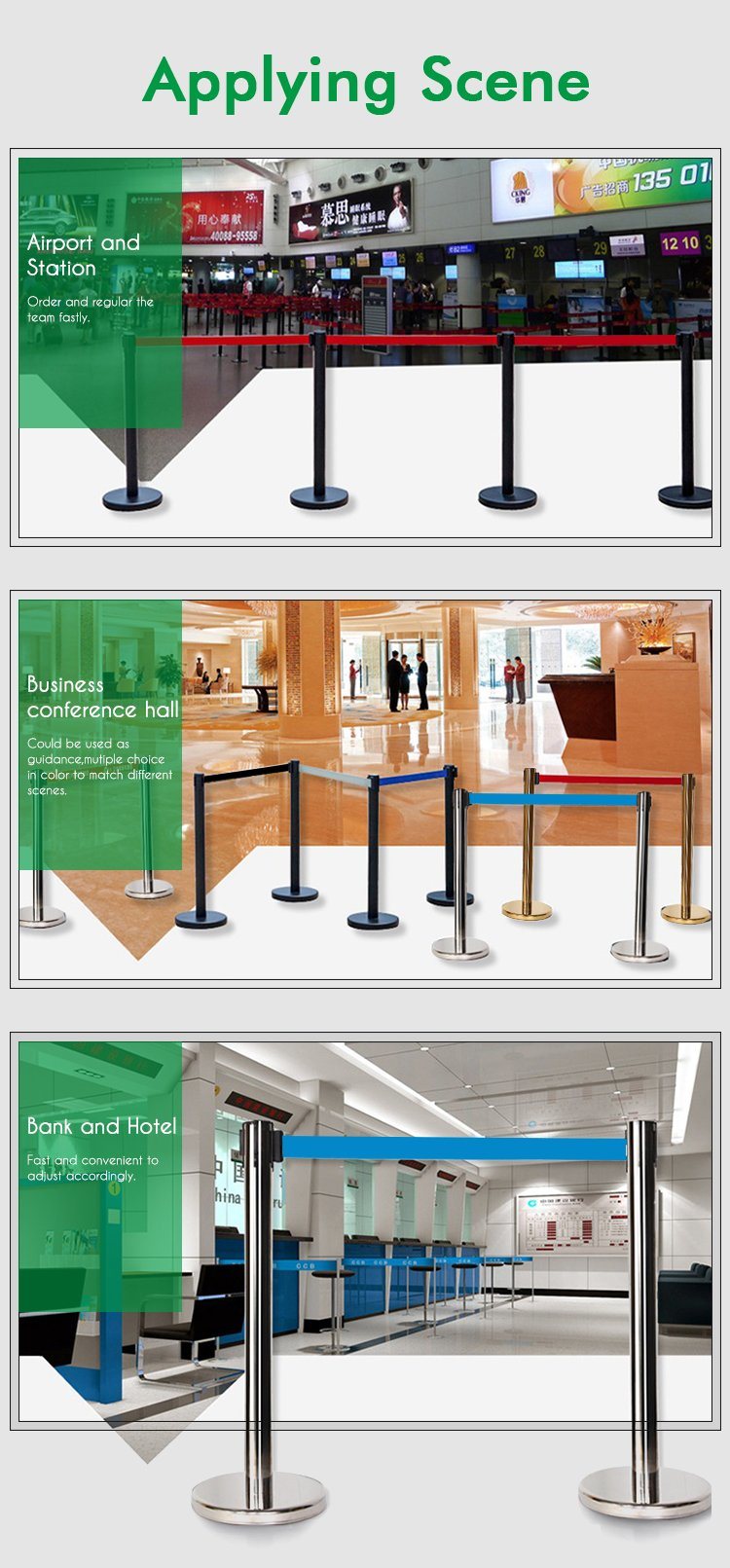 Metal Stanchion Posts Crowd Control Barriers Queue Post