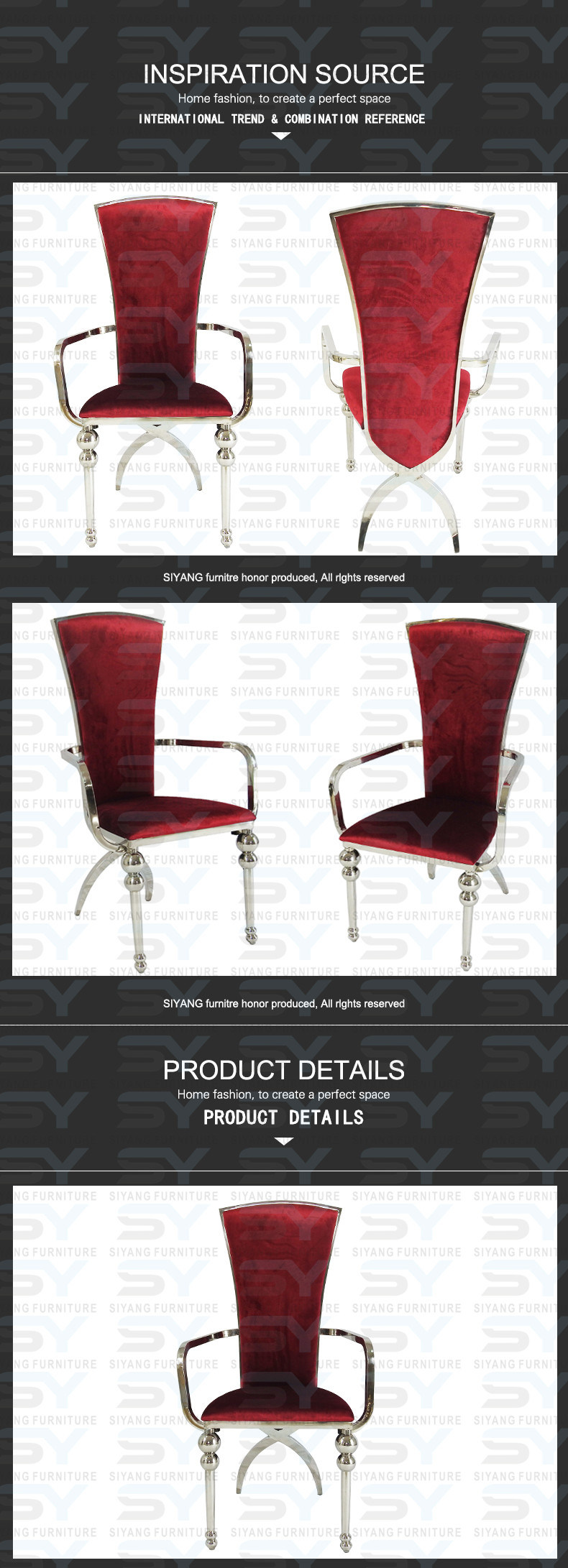 Hotel Furniture Banquet Chair Luxury Dining Chair Red Dinner Chairs