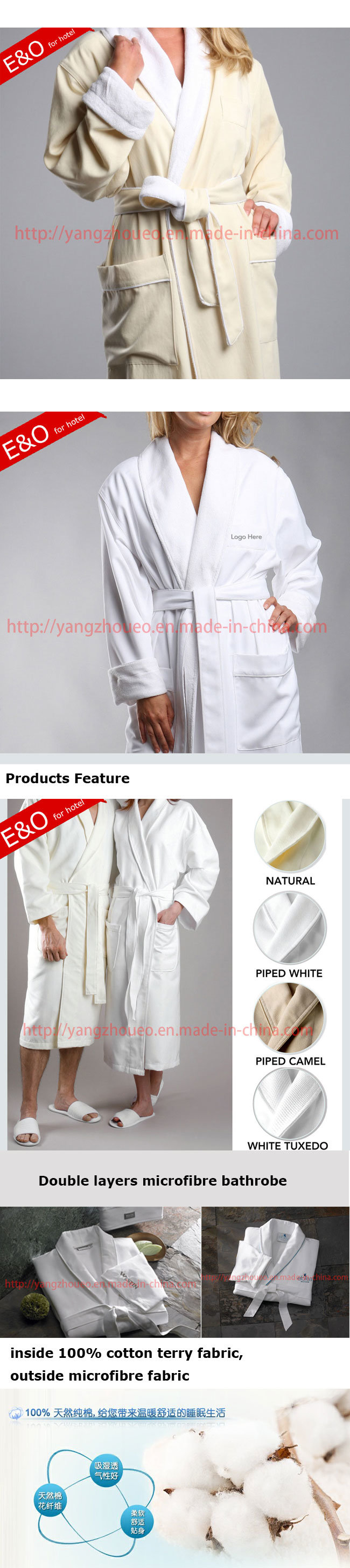 Double Layers Microfibre Hotel Bathrobe with Terry Inside