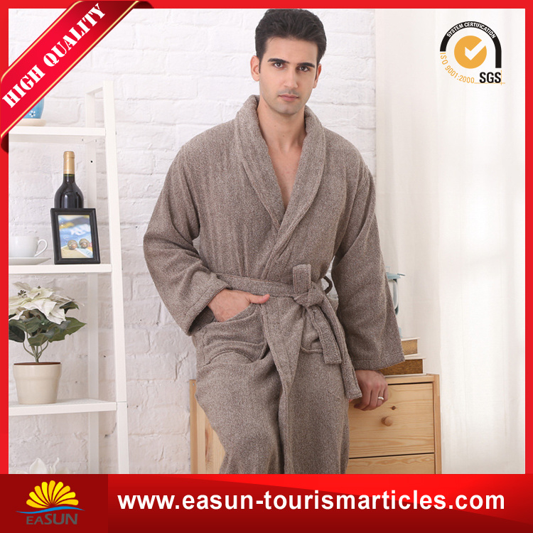 Luxury Customized Grey Cotton Fleece Hotel Bathrobe