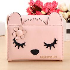 Women Cute Cat Short Card Holder Coin Wallet Bags (BDMC030)