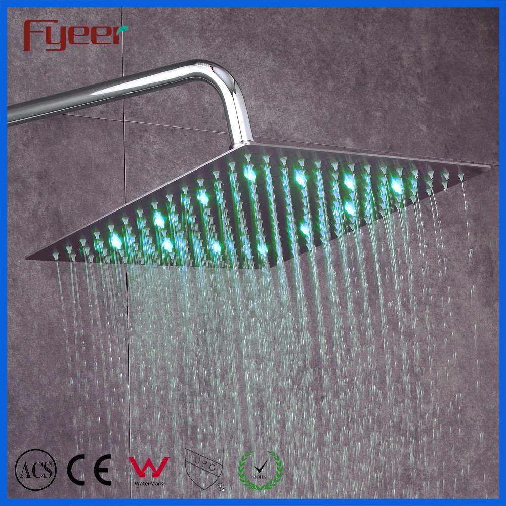 Hot Selling Ultra Thin Square Overhead Rainfall Showers China Stainless Steel Hydro Power LED Ceiling Shower Head with Light