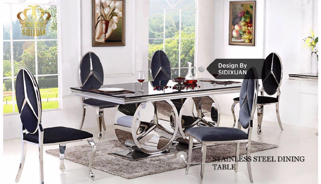 Stainless Steel Furniture Square Modern Design Glass Top Center Table