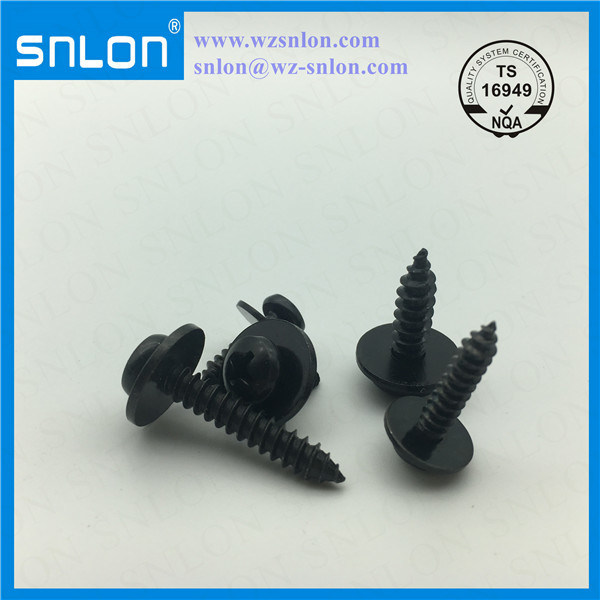 Cross Recessed Phillip Head Drywall Screw with Large Plain Washer Black Zinc