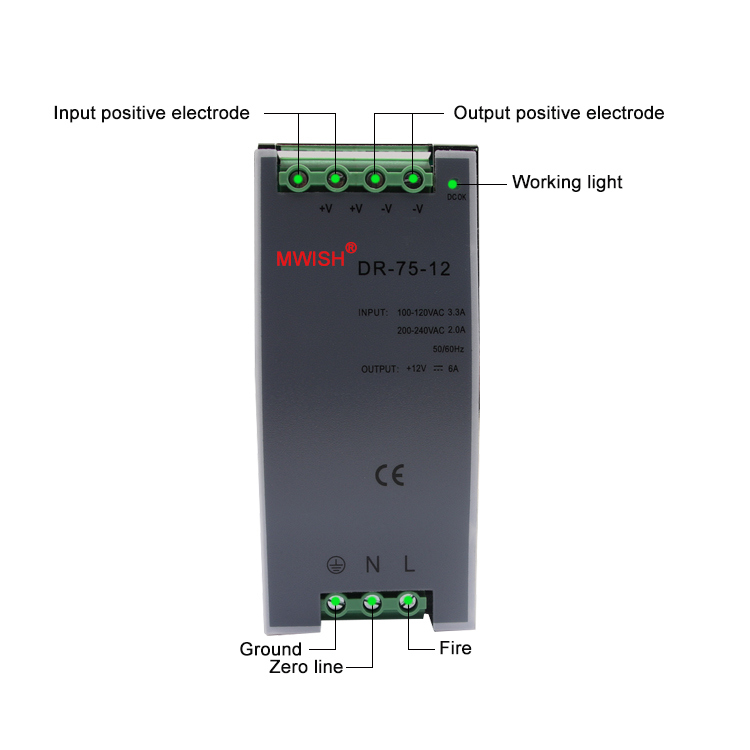 Single Output Constant Current 75W DIN Rail Power Supply