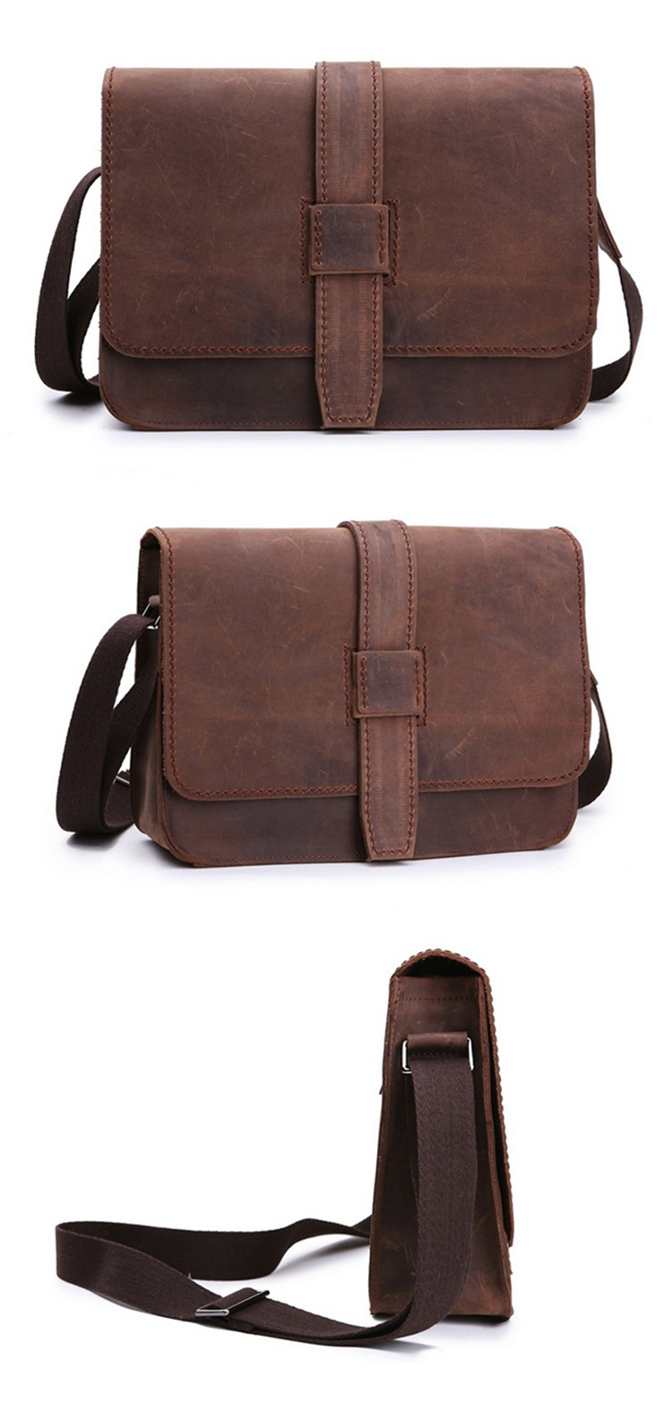 Hot Selling Good Quality Brown Crazy Horse Leather Bag Messenger for Men