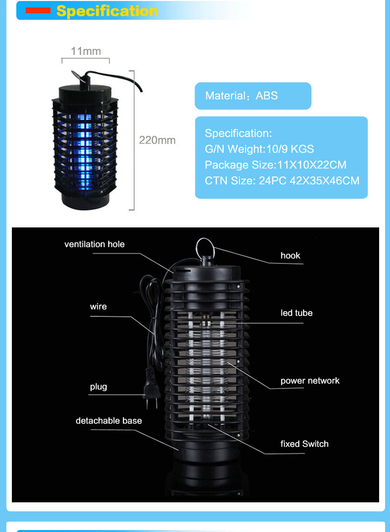 Mosquito Fly Bug Insect Zapper Killer Control Trap Mosquito Killer Lamp