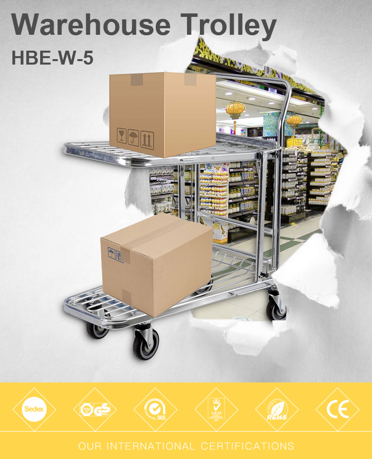 Medium Duty Foldable Supermarket Warehouse Hand Trolley