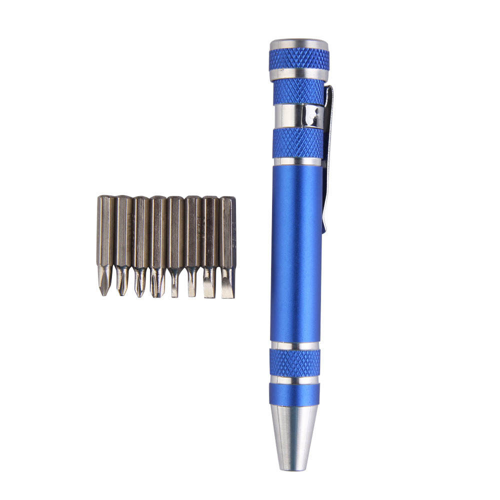 Multifunction 8 in 1 Mini Aluminum Precision Pen Screw Driver Screwdriver Set Repair Tools Kit for Cell Phone Hand Tool Set