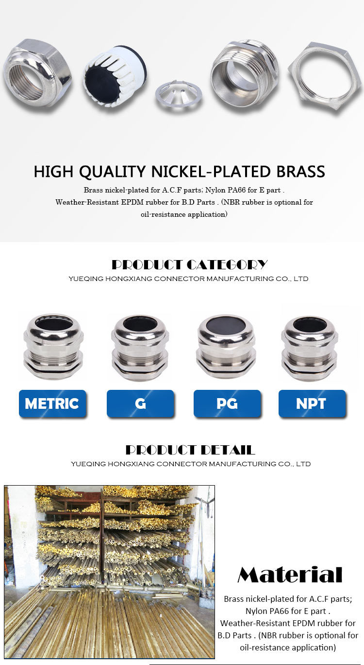 Hnx Metal Waterproof IP68 Brass EMC Anti-Magnet Type Cable Gland