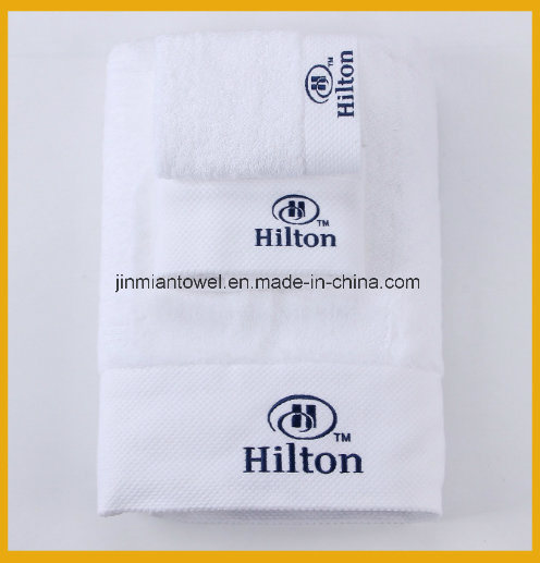 32s Plain Embroideried Design White Hotel Bath Towel