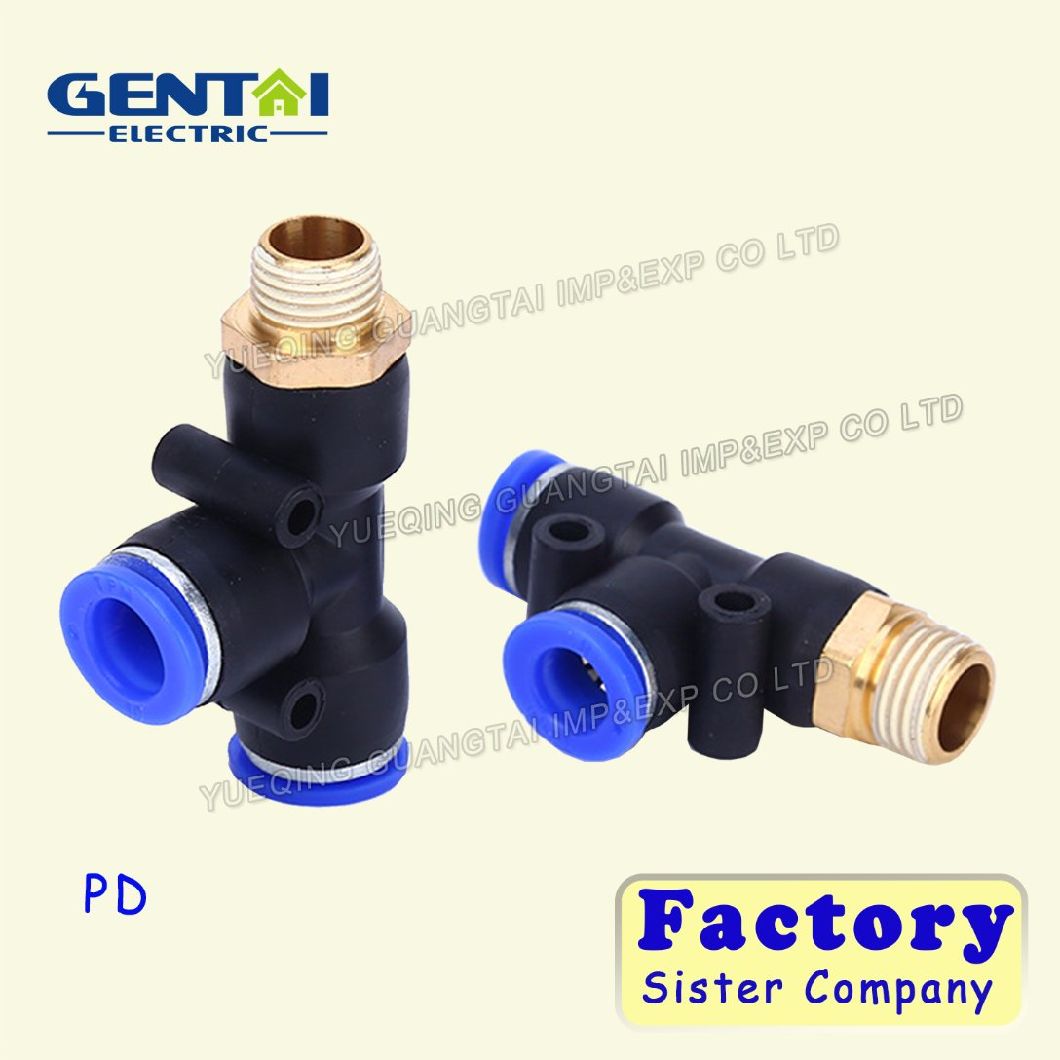 Pd Pneumatic 3way Male Push in Air Hose Coupling Fitting