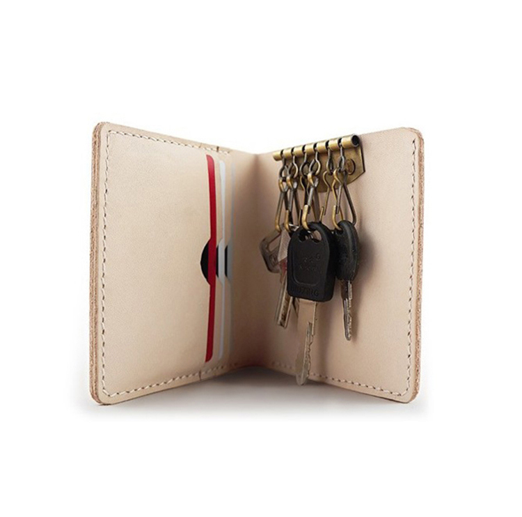 Hot Selling Promotion Gift Handmade Real Leather Key Holder Fold Wallet